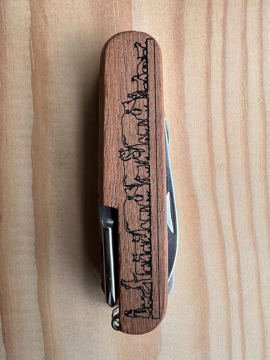 Taschenmesser mit Alpabzug-Gravur & Holzgriff