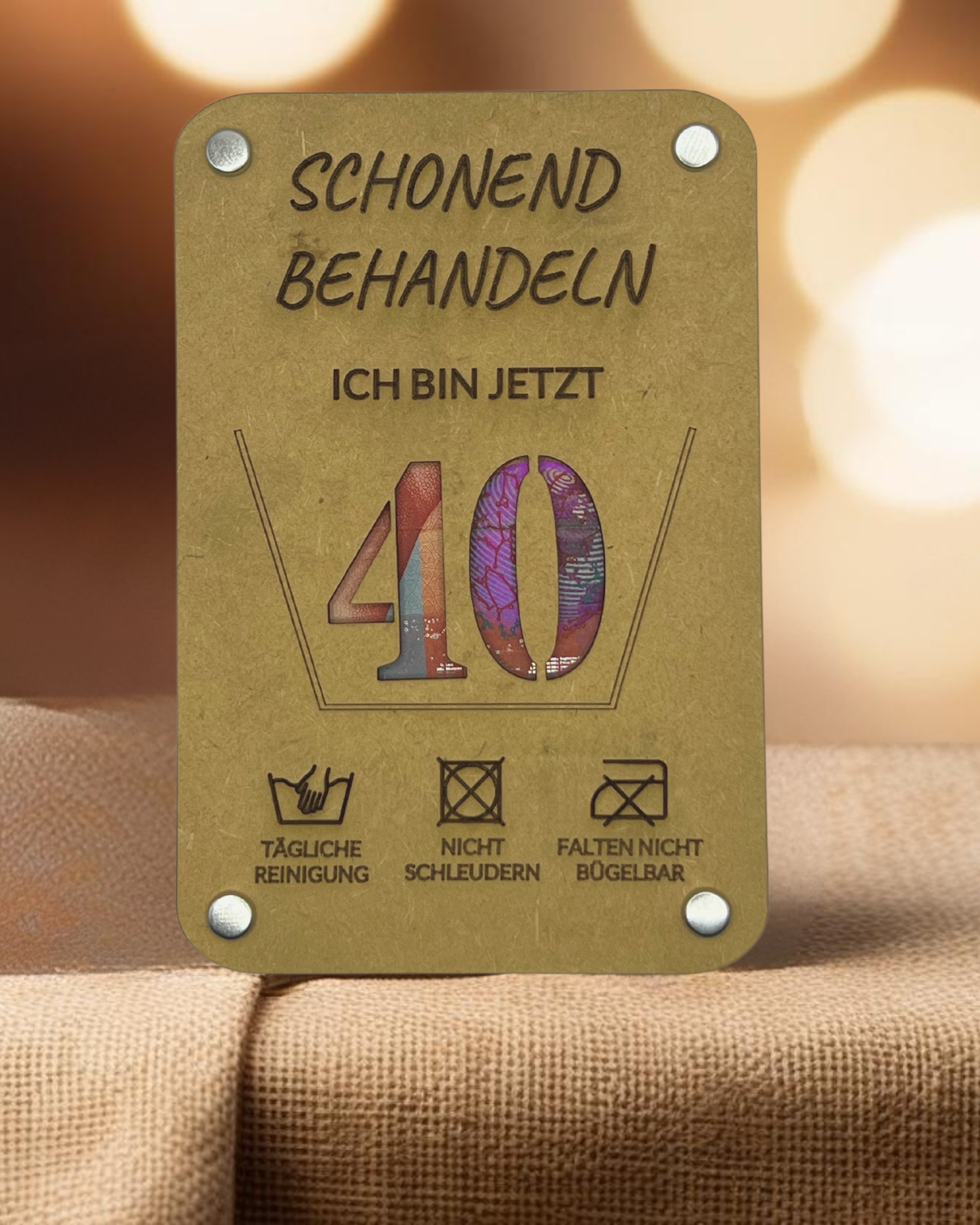 Geburtstag - Schonen behandeln - Holzgeschenkkarte