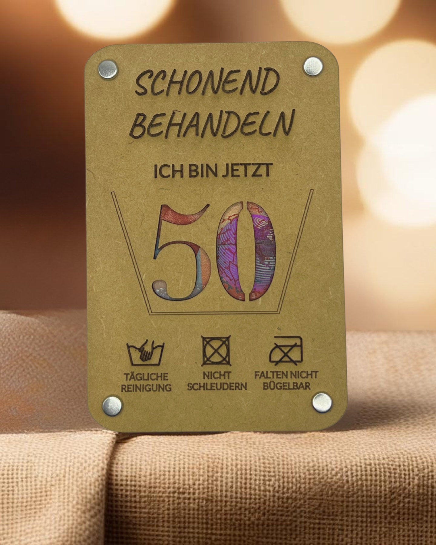 Geburtstag - Schonen behandeln - Holzgeschenkkarte