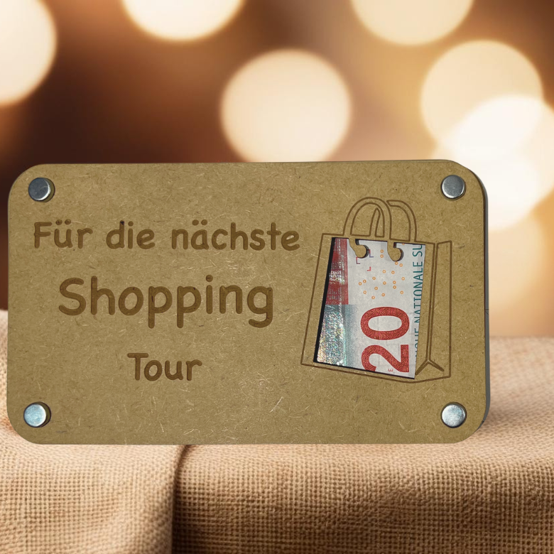 Shopping Tour Holz Geschenkkarte