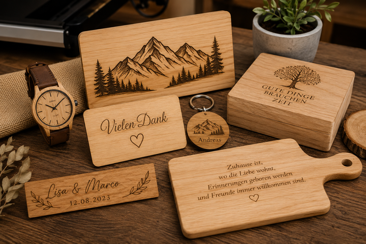 Personalisierte Holzprodukte mit Lasergravur auf Holz
