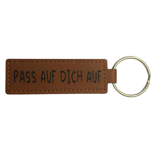 Leder-Schlüsselanhänger-Pass auf dich auf