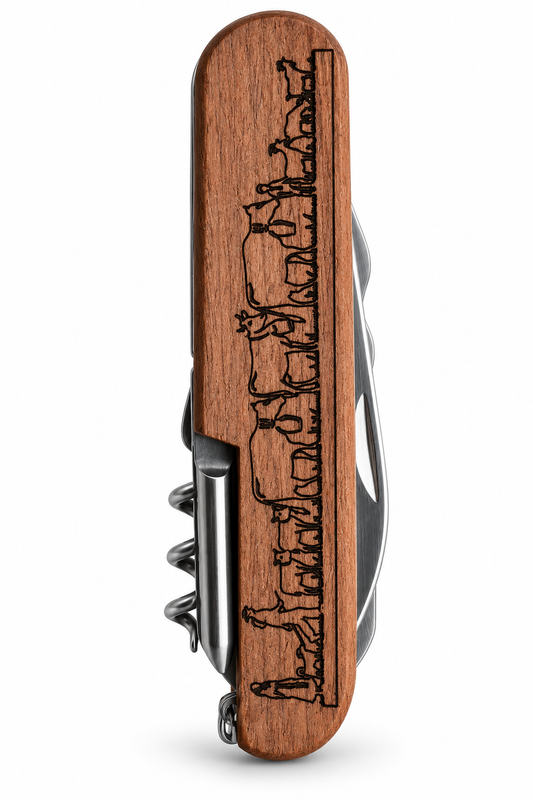 Taschenmesser mit Alpabzug-Gravur & Holzgriff