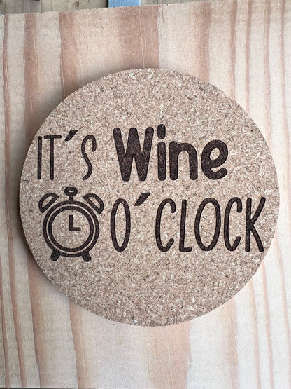 Korkuntersetzer «It's Wine O'Clock»