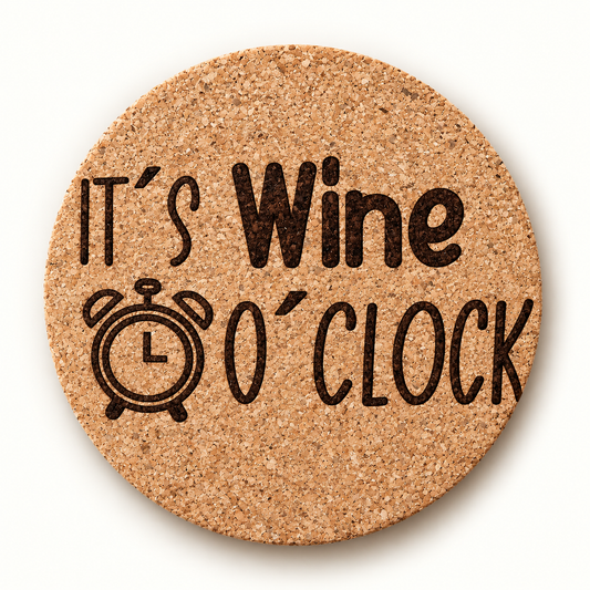 Korkuntersetzer «It's Wine O'Clock»