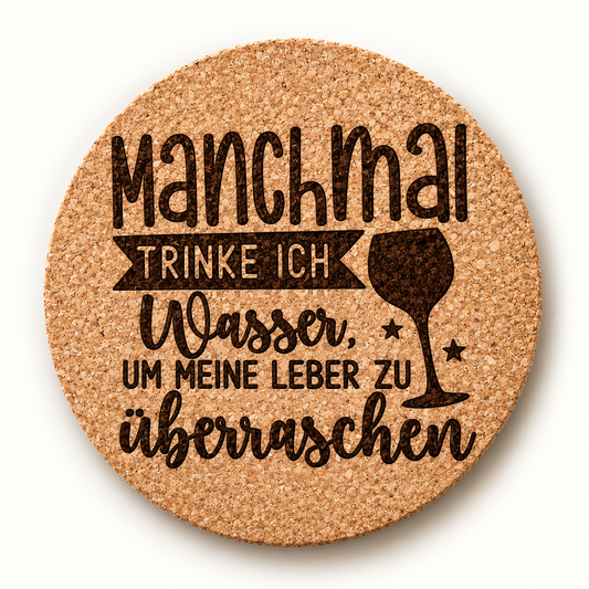 Korkuntersetzer «Manchmal trinke ich Wasser»