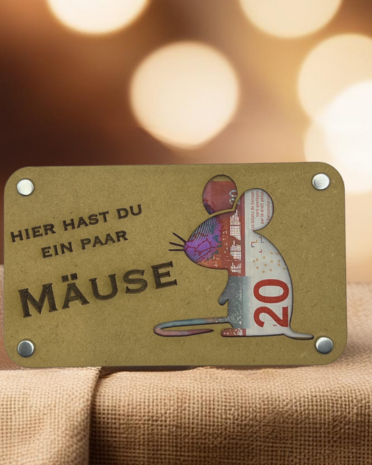 Ein paar Mäuse Holz Geschenkkarte