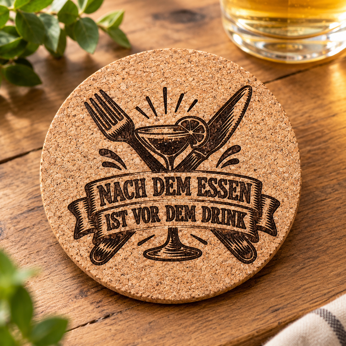 Korkuntersetzer «Nach dem Essen ist vor dem Drink»