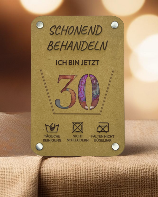 Geburtstag - Schonen behandeln - Holzgeschenkkarte