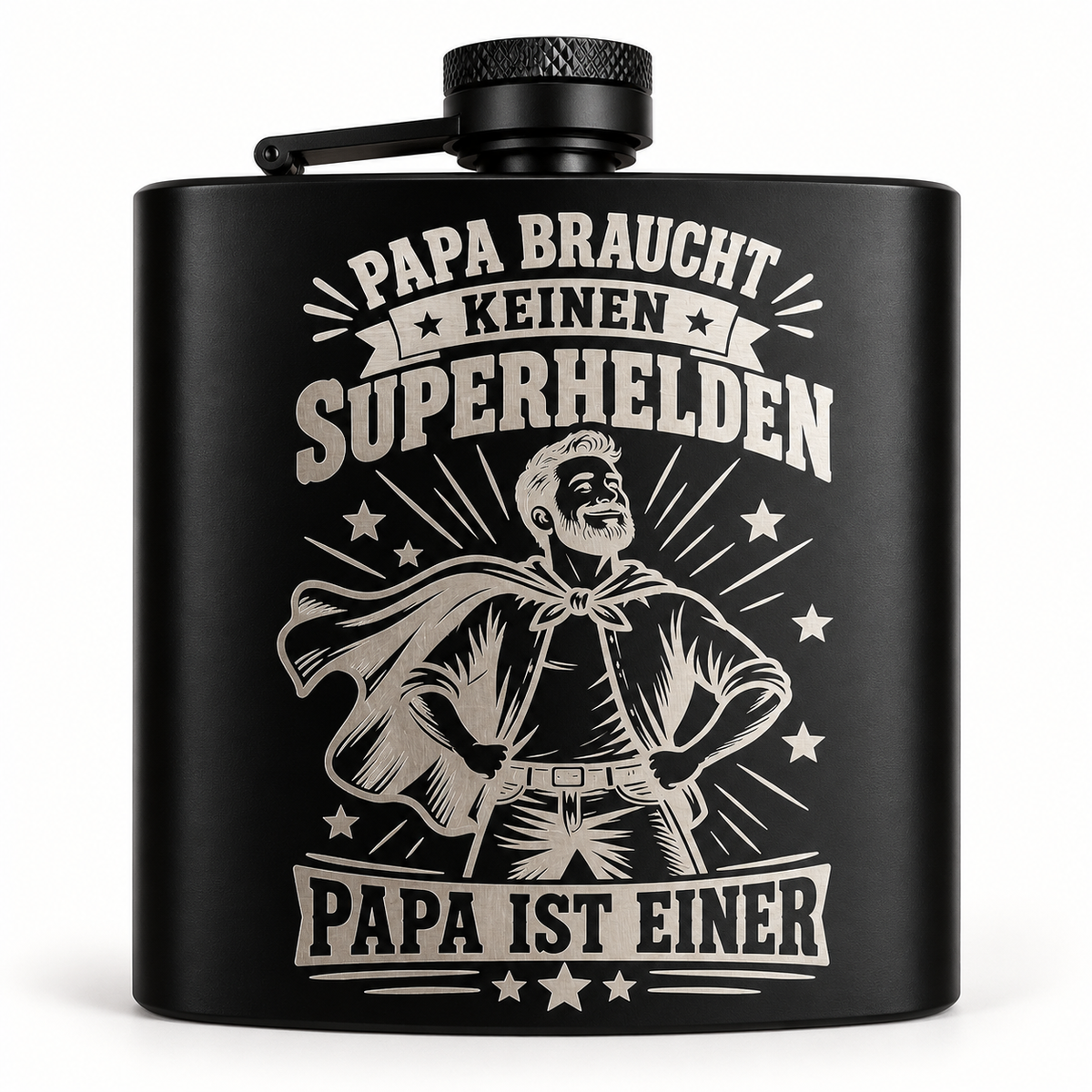 Flachmann mit Gravur «Papa ist ein Superheld»