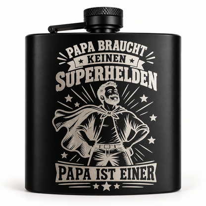 Flachmann mit Gravur «Papa ist ein Superheld»